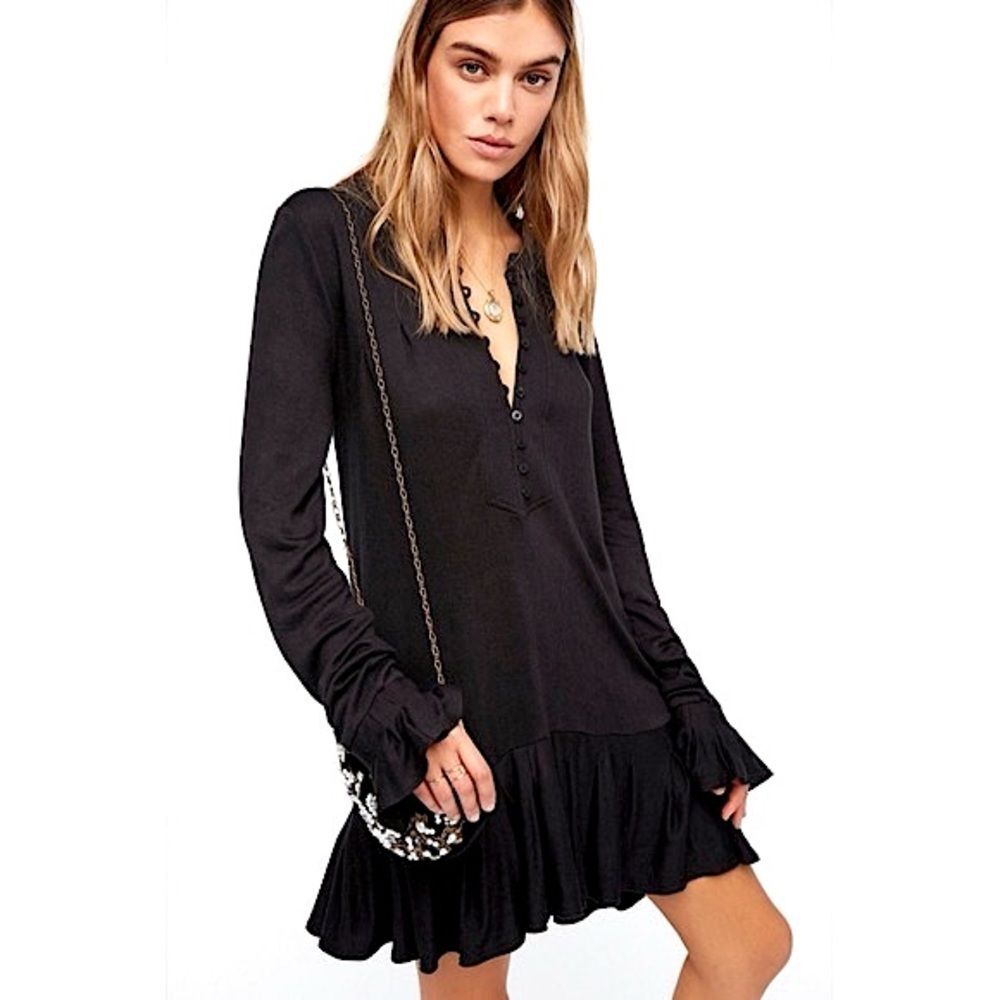 Free People Your Girl Mini Tunic Dress in Black
